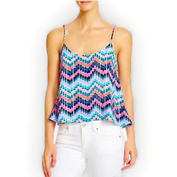 AQUA CHEVRON ZIGZAG MULTICOLOR TANK TOP CAMI SZ L - Picture 2 of 8